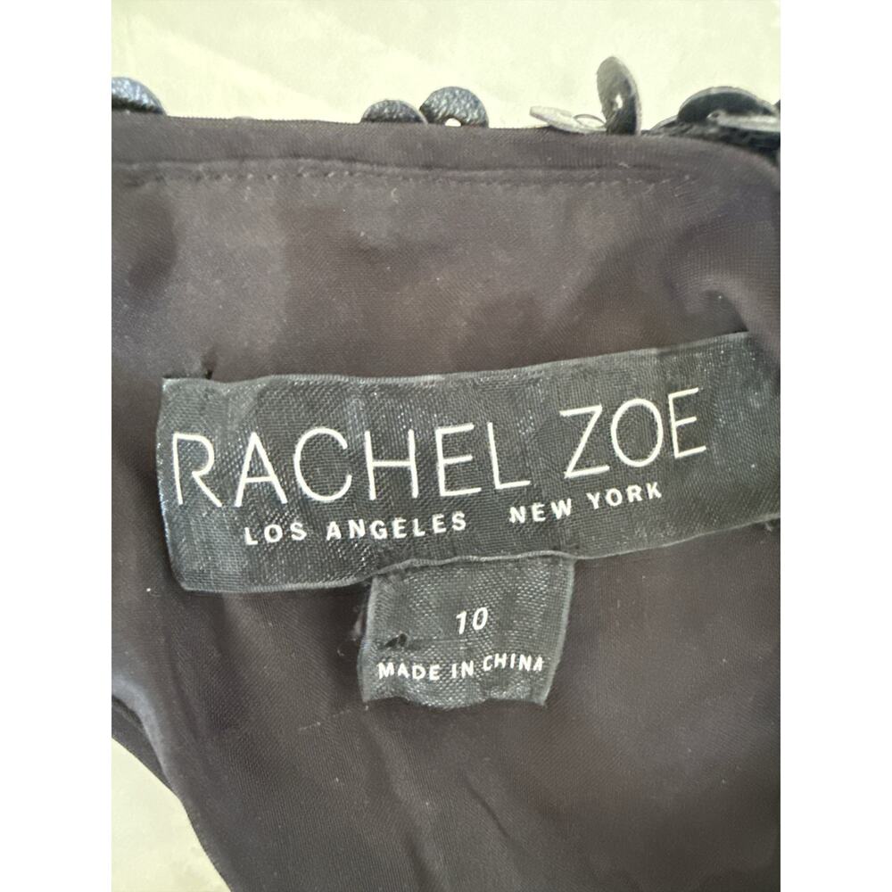 Rachel Zoe Sequin Open Back Sheath Mini Dress 10 Black Cap Sleeve - Picture 7 of 10